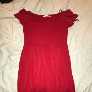 Off the shoulder red dress